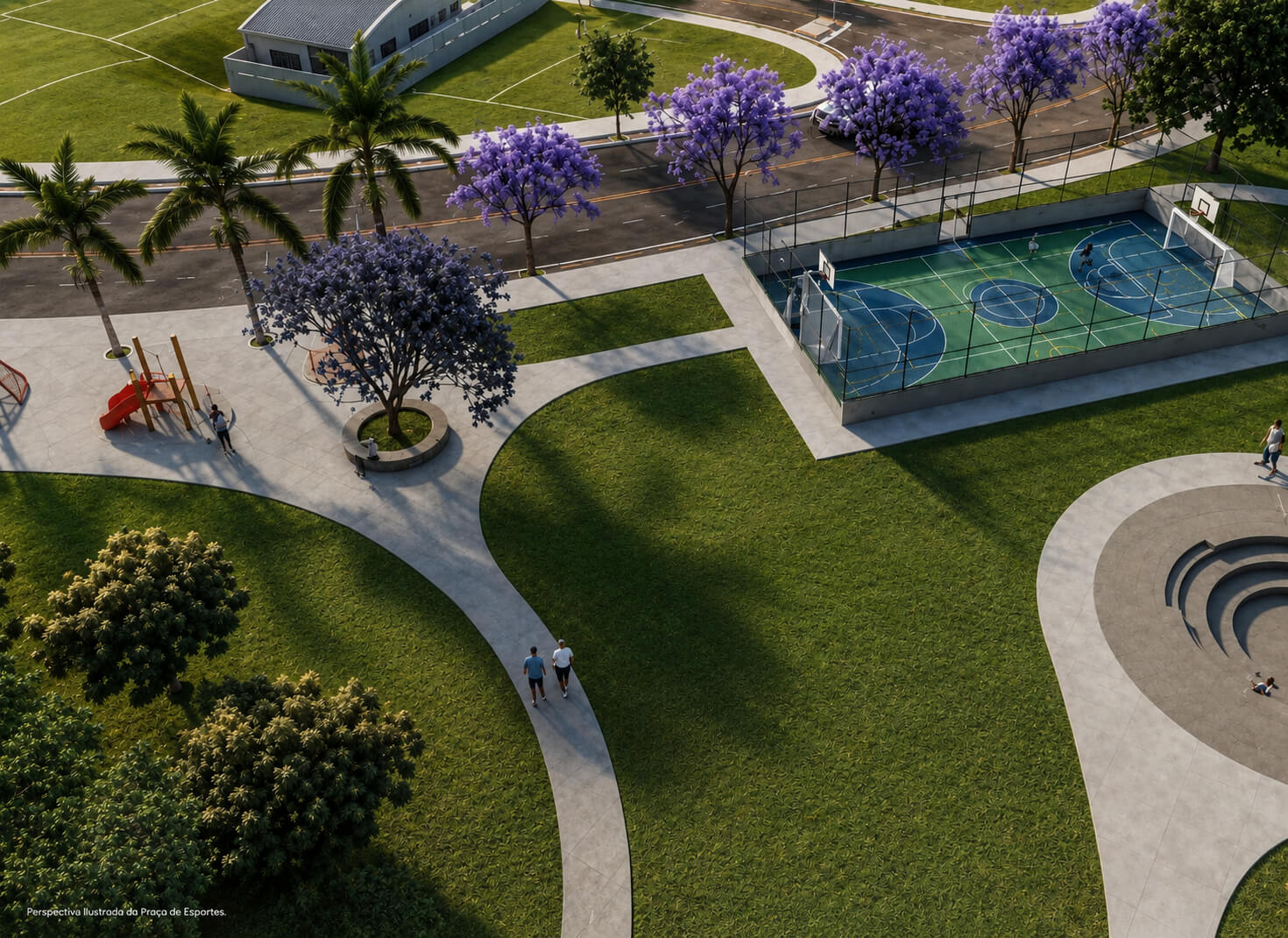 Perspectiva ilustrada da Praça de Esportes