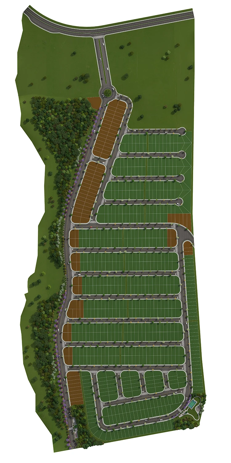 Planta de implantação do Novo Jardim São Francisco com a divisão das quadras e lotes