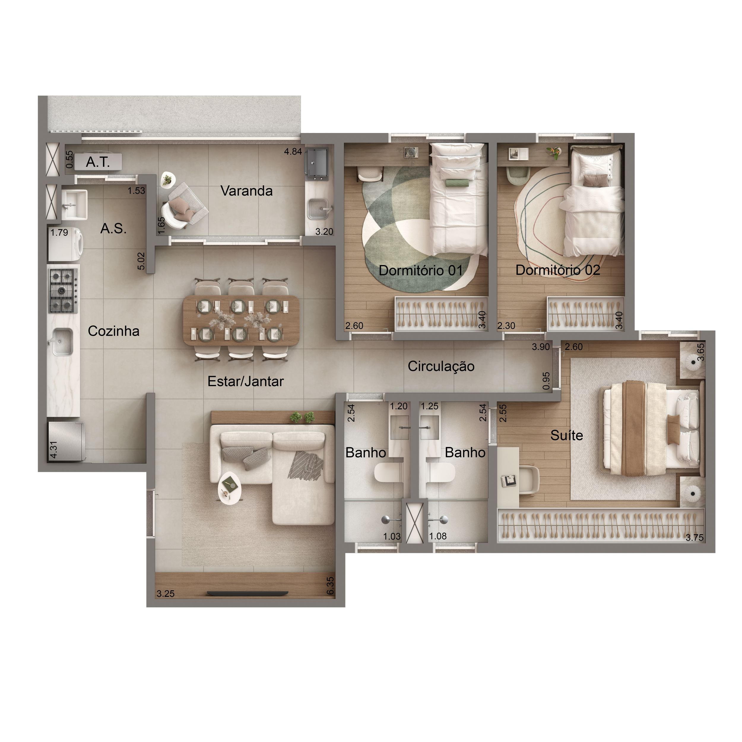 Planta Tipo 03 - 85,52m²