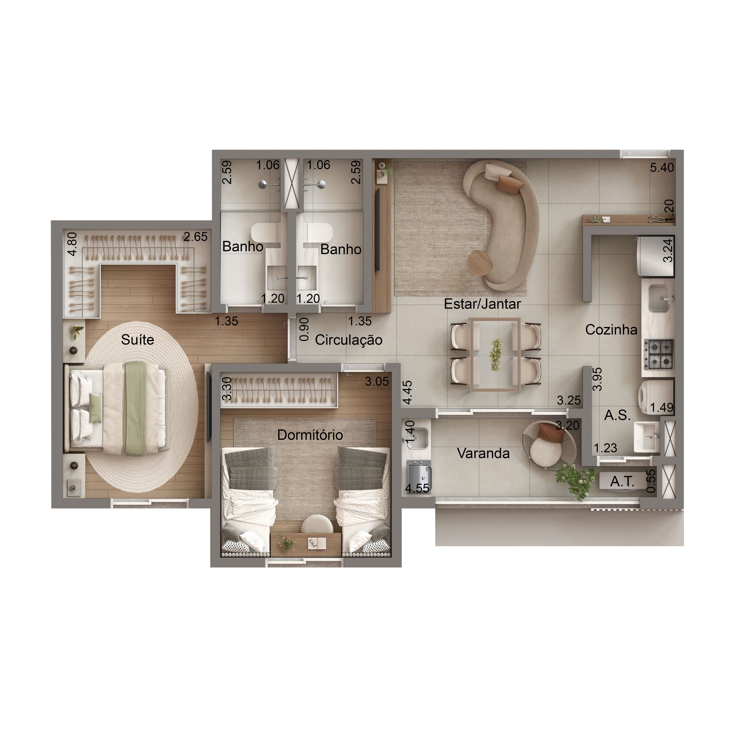 Planta Tipo 04 - 69,79m²