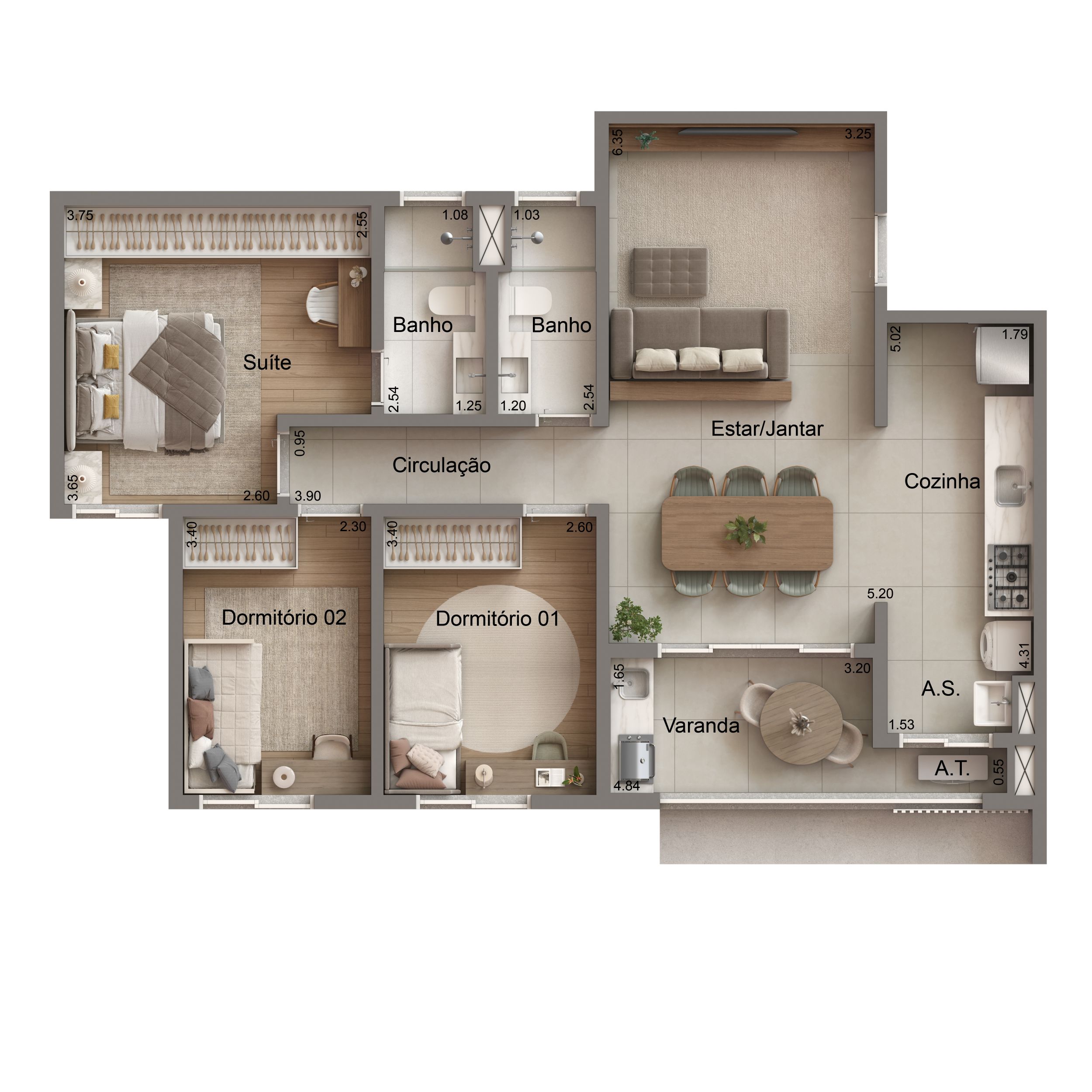 Planta Tipo 05 - 85,56m²